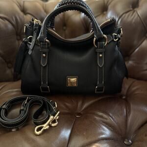 Dooney & Bourke Pebble Grain Leather Satchel Black Made USA Medium